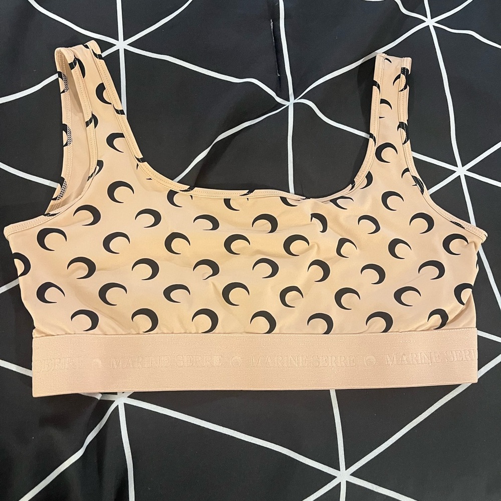 Marine Serre Tan Crescent Moon Sports Bra